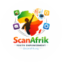 ScanAfrik Youth Empowerment logo featuring the African continent in green, yellow, and red with a rising youth figure reaching toward AI and digital innovation icons